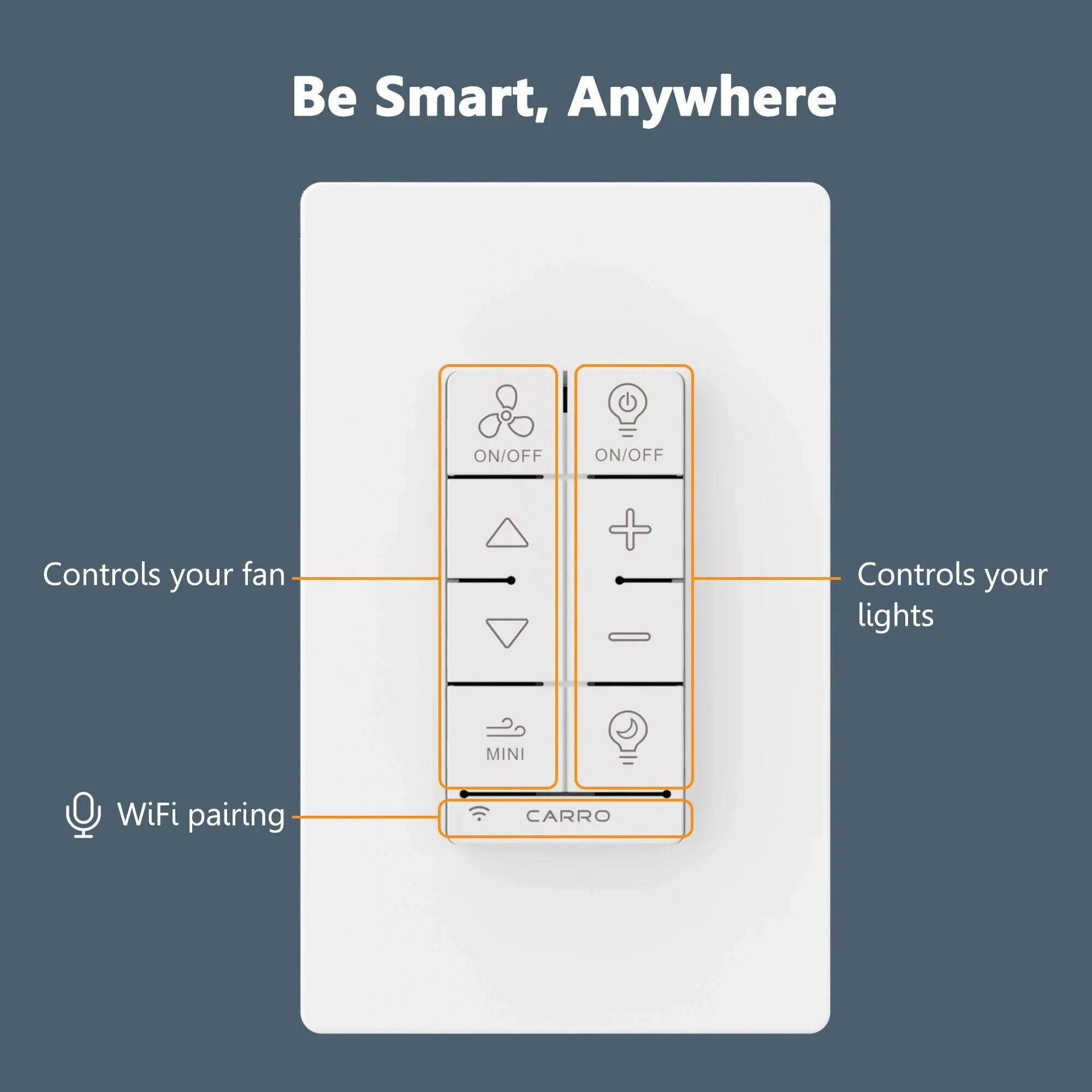 MALTA Dimmable Light Smart Wall Switch For Ceiling Fans(1-Gang), Works with Amazon Alexa, Google Assistant, and Siri Shortcuts