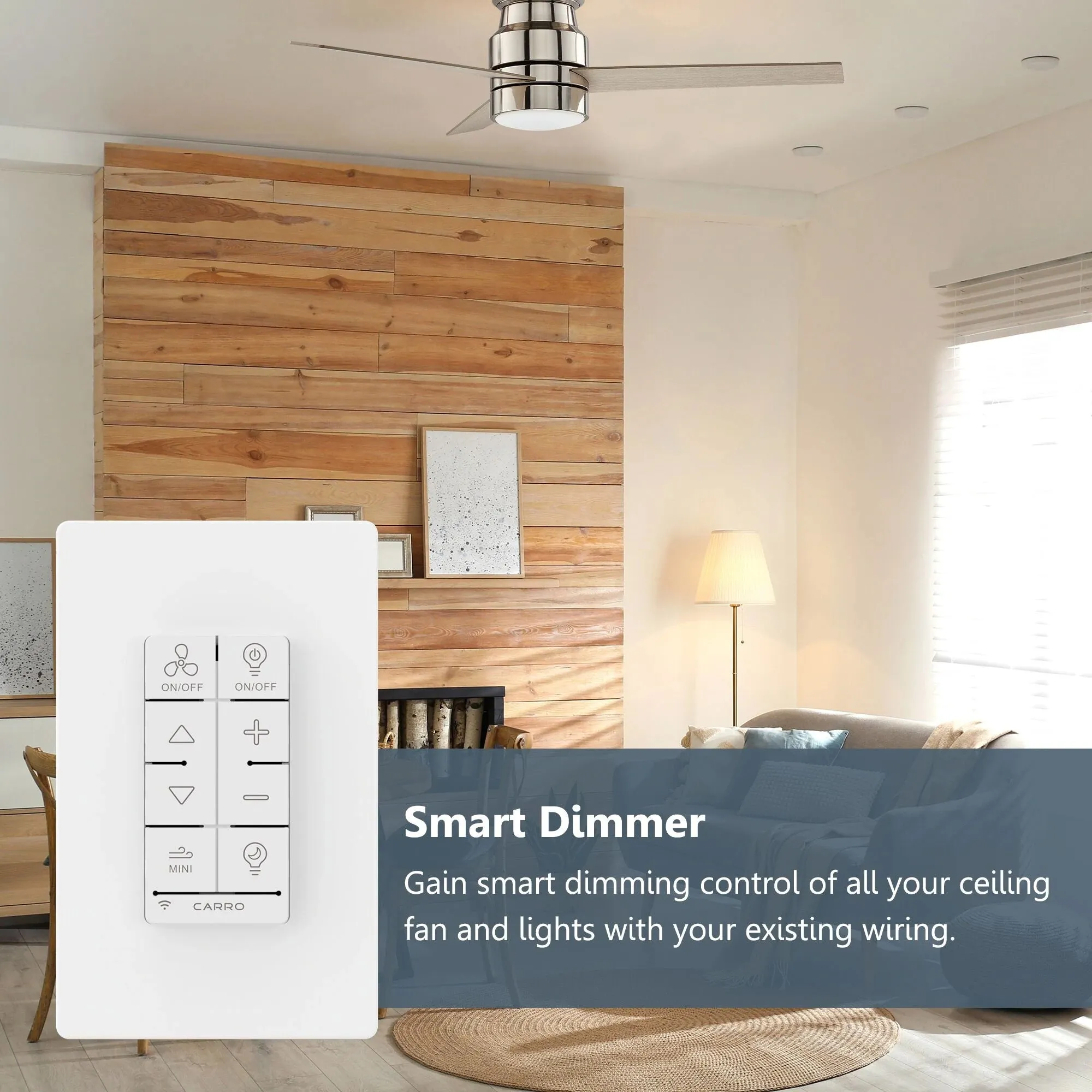 MALTA Dimmable Light Smart Wall Switch For Ceiling Fans(1-Gang), Works with Amazon Alexa, Google Assistant, and Siri Shortcuts