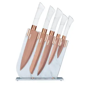 Marble Rose Gold 5 Piece Knife Set