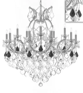 Maria Theresa Chandelier Crystal Lighting Chandeliers Lights Fixture Pendant Ceiling Lamp for Dining room, Entryway , Living room H38" X W37"- Dressed with Jet Black Crystals - A83-B97/SILVER/21510/15 1