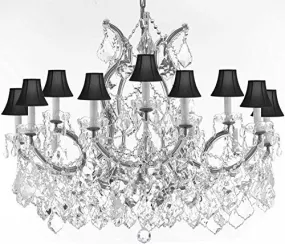 Maria Theresa Chandelier Crystal Lighting Chandeliers Lights Fixture Pendant Ceiling Lamp For Dining Room Entryway Living Room With Large Luxe Diamond Cut Crystals H28" X W37" - A83-Cs/B89/21510/15 1-Blackshadesdc