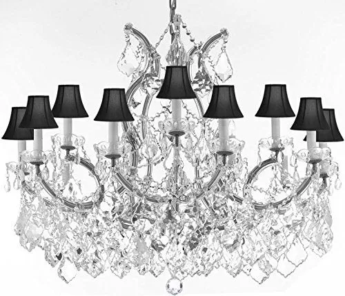 Maria Theresa Chandelier Crystal Lighting Chandeliers Lights Fixture Pendant Ceiling Lamp For Dining Room Entryway Living Room With Large Luxe Diamond Cut Crystals H28" X W37" - A83-Cs/B89/21510/15 1-Blackshadesdc