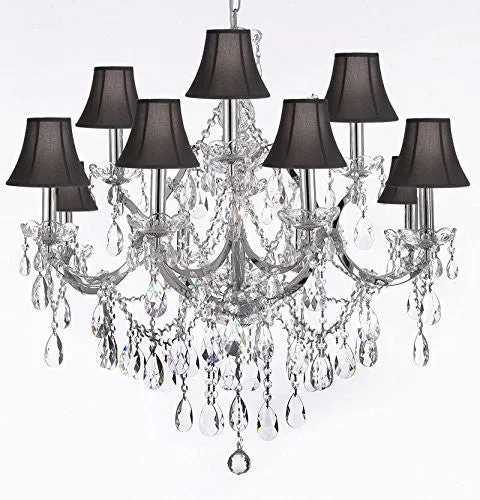 Maria Theresa Chandelier Lighting Crystal Chandeliers H30 "X W28" Chrome Finish With Shades - J10-Sc/Chrome/26049/12 1