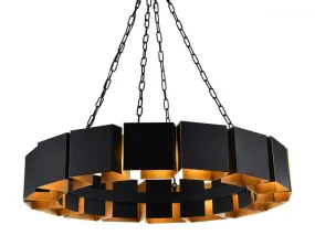 Mattone Matte Black and Brushed Golden 16 Light Chandelier