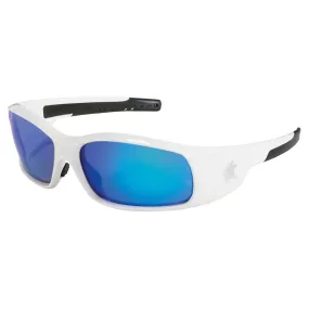 MCR Safety Swagger SR1 Safety Glasses - White Frame - Blue Mirror Lens - SR128B