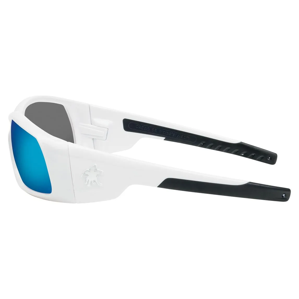 MCR Safety Swagger SR1 Safety Glasses - White Frame - Blue Mirror Lens - SR128B