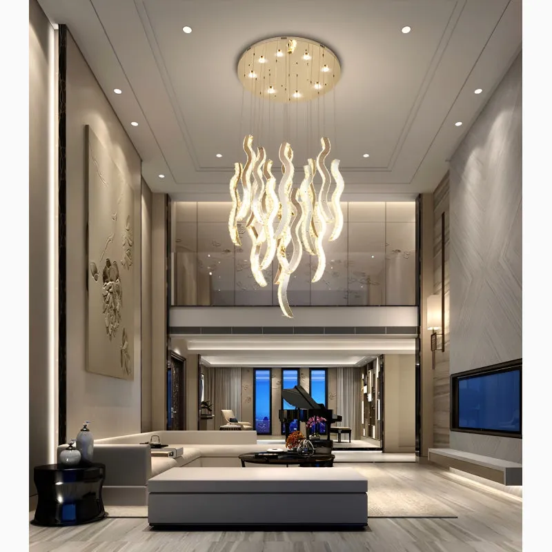 Menaggio | Gold Crystal Wave Light Fixture