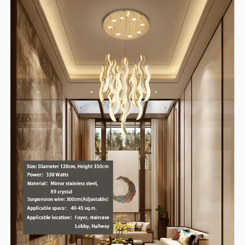 Menaggio | Gold Crystal Wave Light Fixture