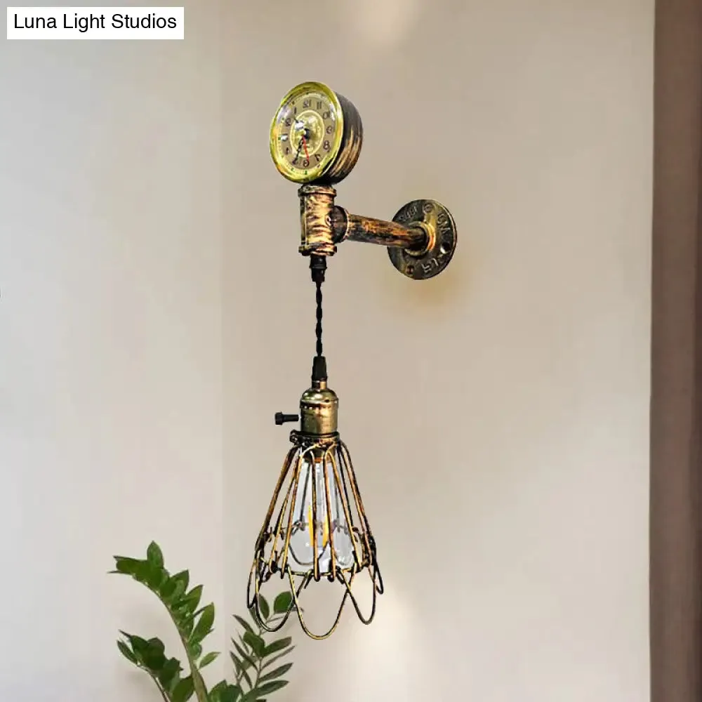 Metal Farmhouse Wall Sconce with Aged Brass Finish and Corridor Gauge