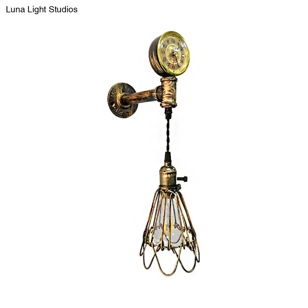 Metal Farmhouse Wall Sconce with Aged Brass Finish and Corridor Gauge