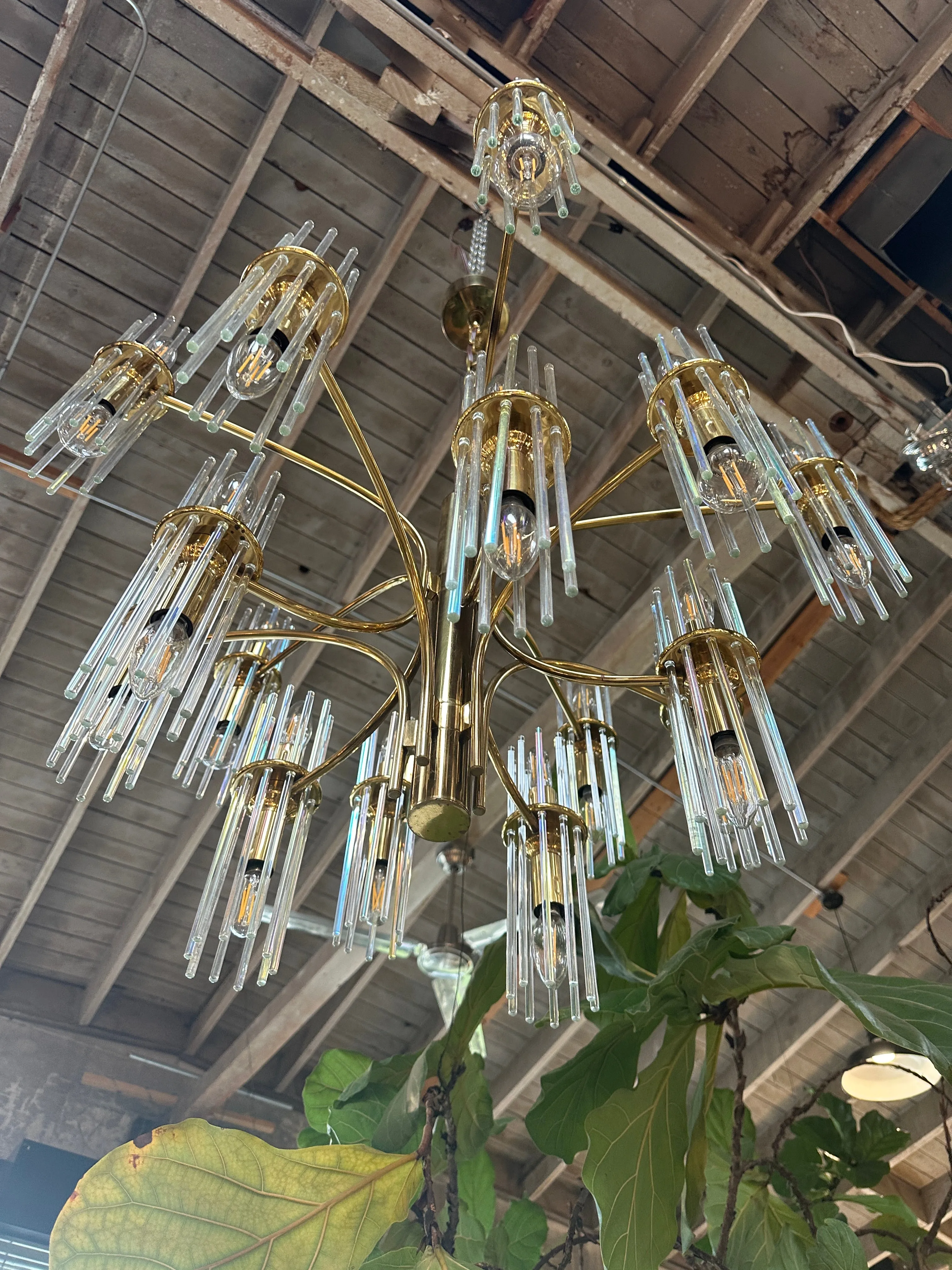 Mid Century Italian Chandelier by Gaetano Sciolari 1970s