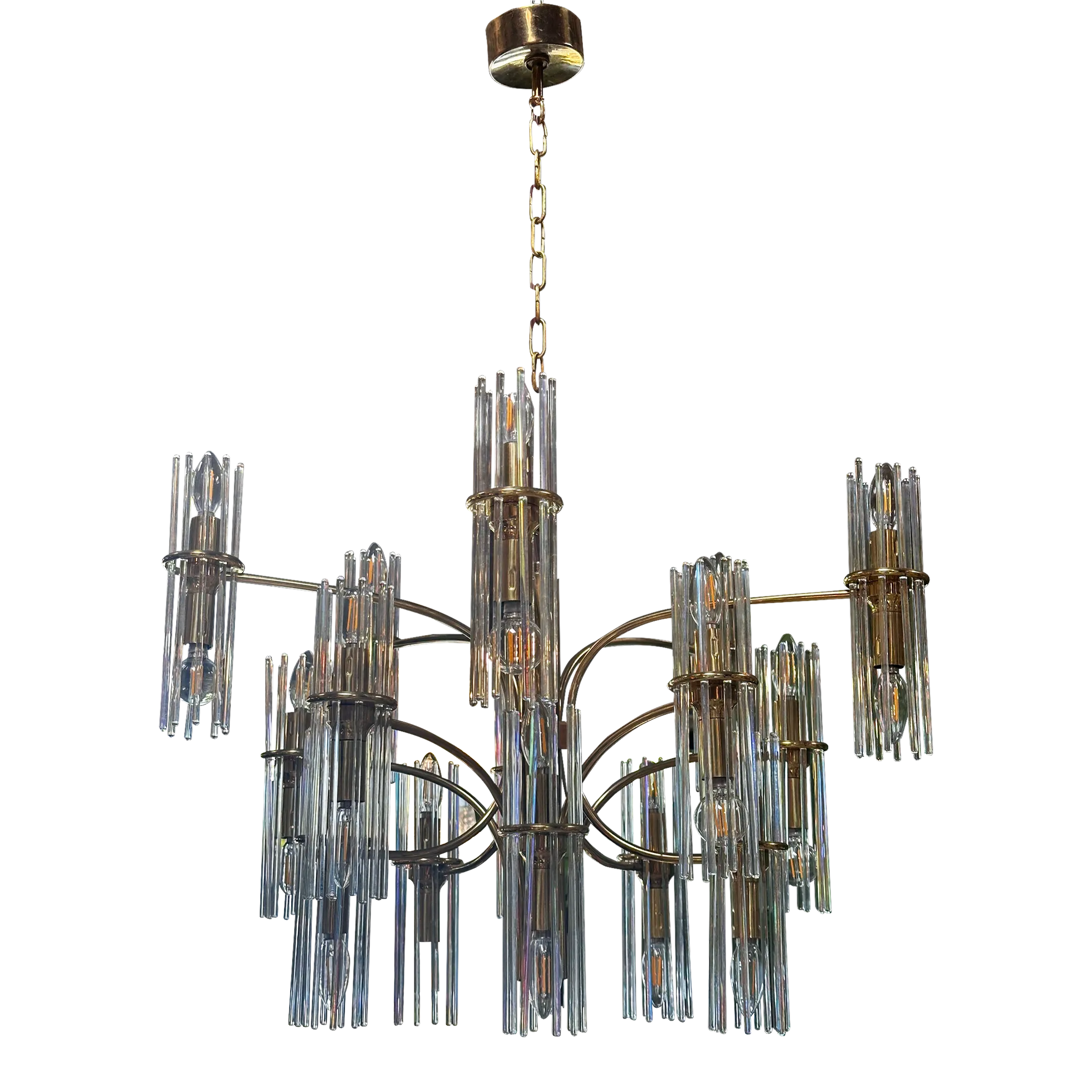 Mid Century Italian Chandelier by Gaetano Sciolari 1970s