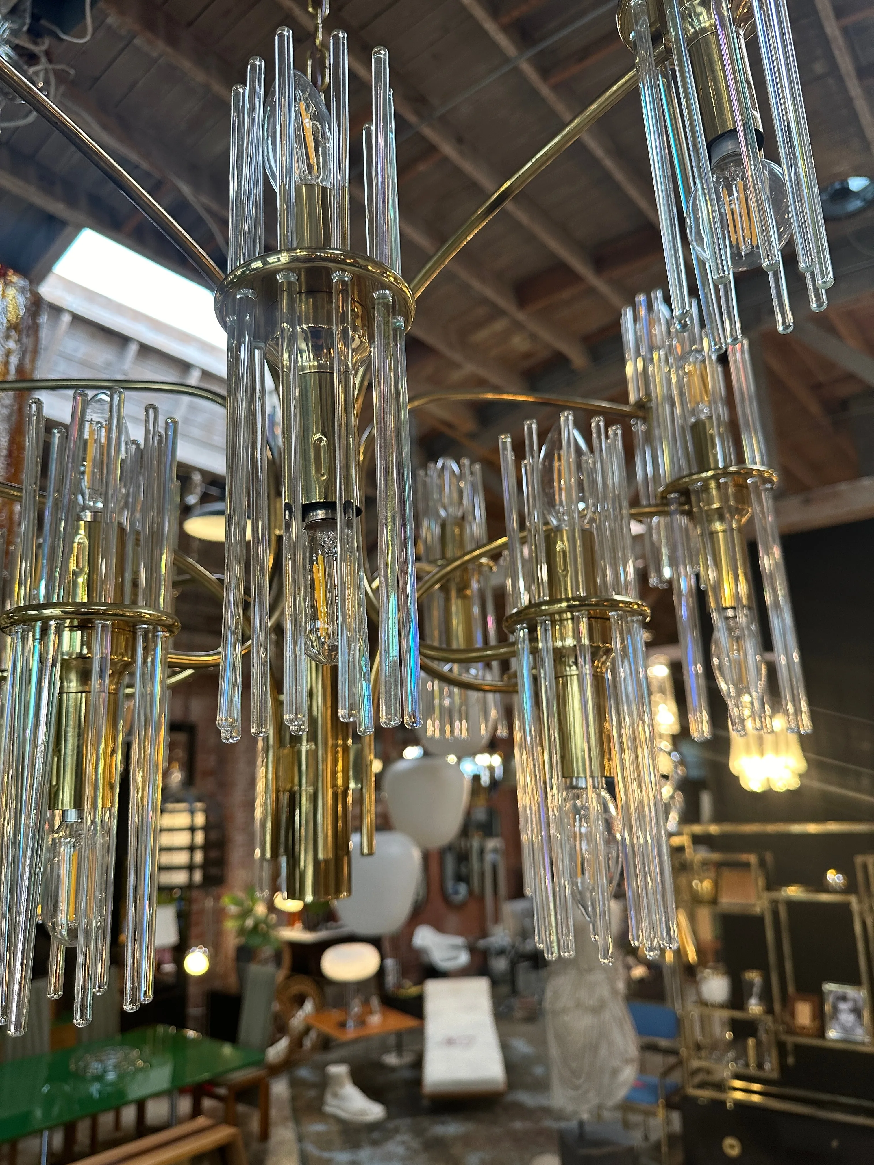 Mid Century Italian Chandelier by Gaetano Sciolari 1970s