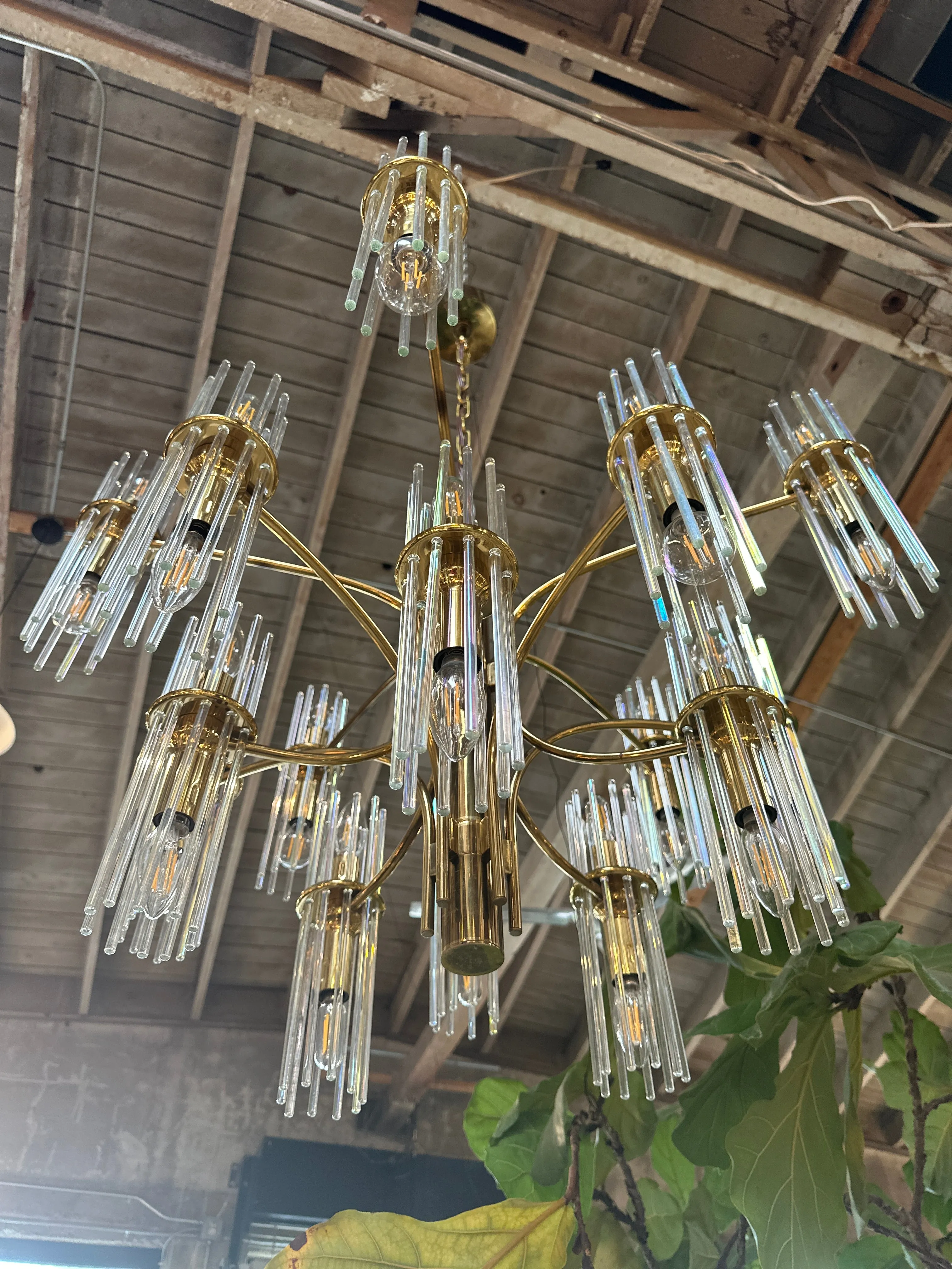 Mid Century Italian Chandelier by Gaetano Sciolari 1970s