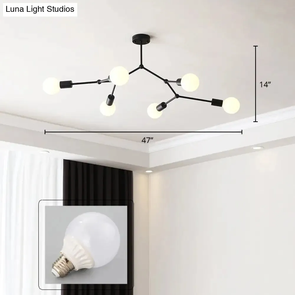 Minimalist Molecular Metal Chandelier: Stylish Living Room Lighting