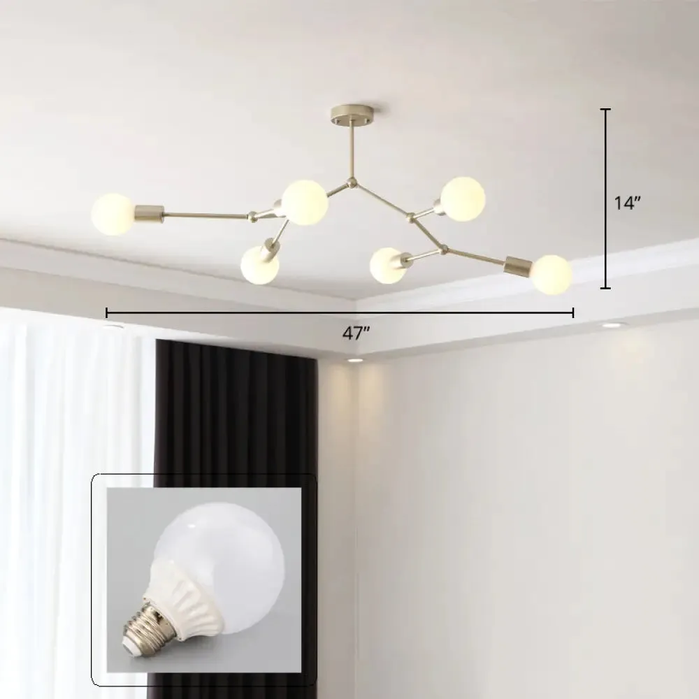 Minimalist Molecular Metal Chandelier: Stylish Living Room Lighting