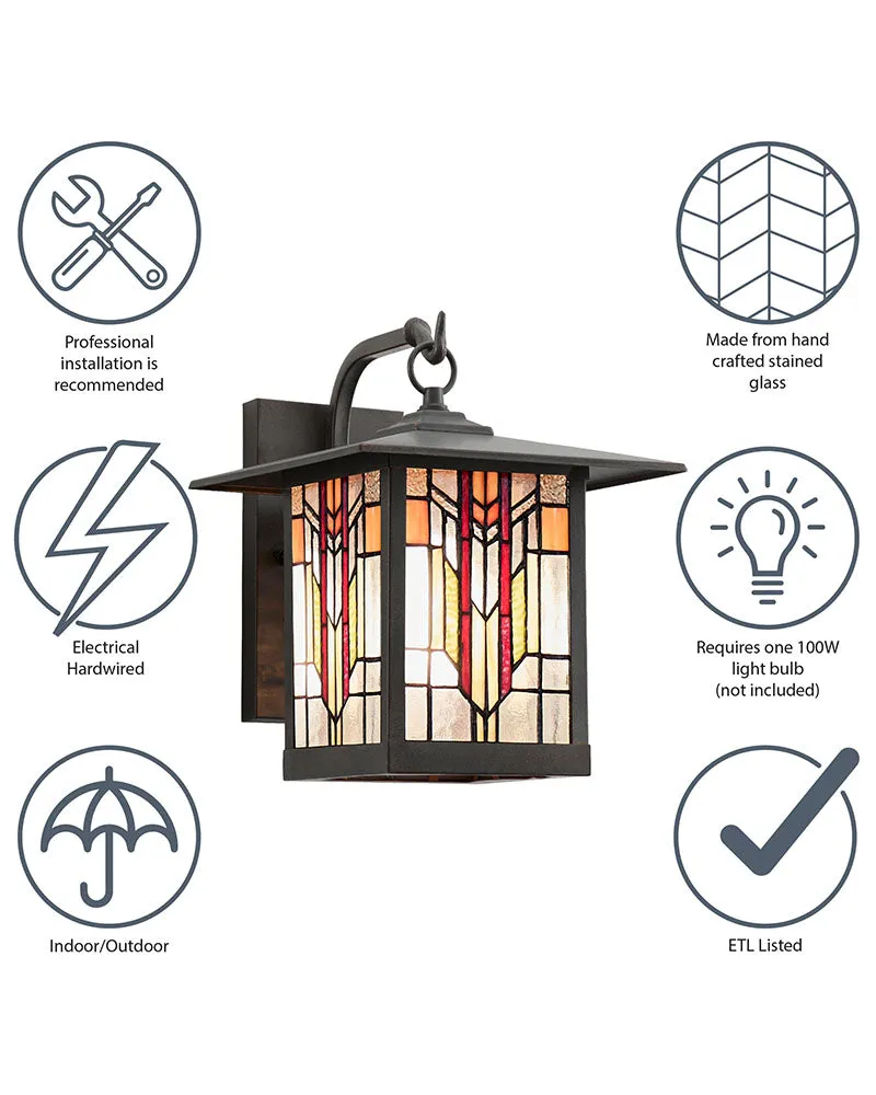 Mission Craftsman Stained Glass Wall Sconce - Edward