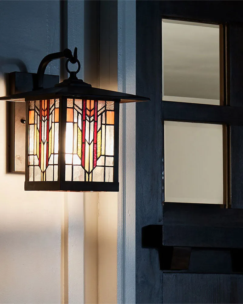 Mission Craftsman Stained Glass Wall Sconce - Edward