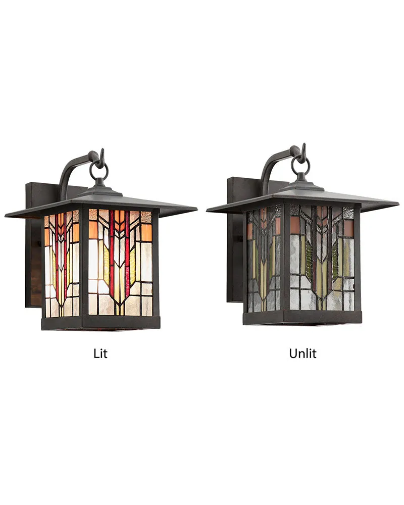 Mission Craftsman Stained Glass Wall Sconce - Edward