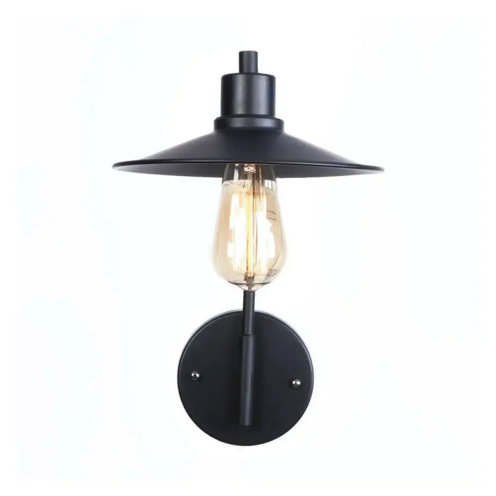 Modern Black/White Square Arm Wall Light with Iron Fixture, Cone/Flared/Scalloped Shade for Bedside