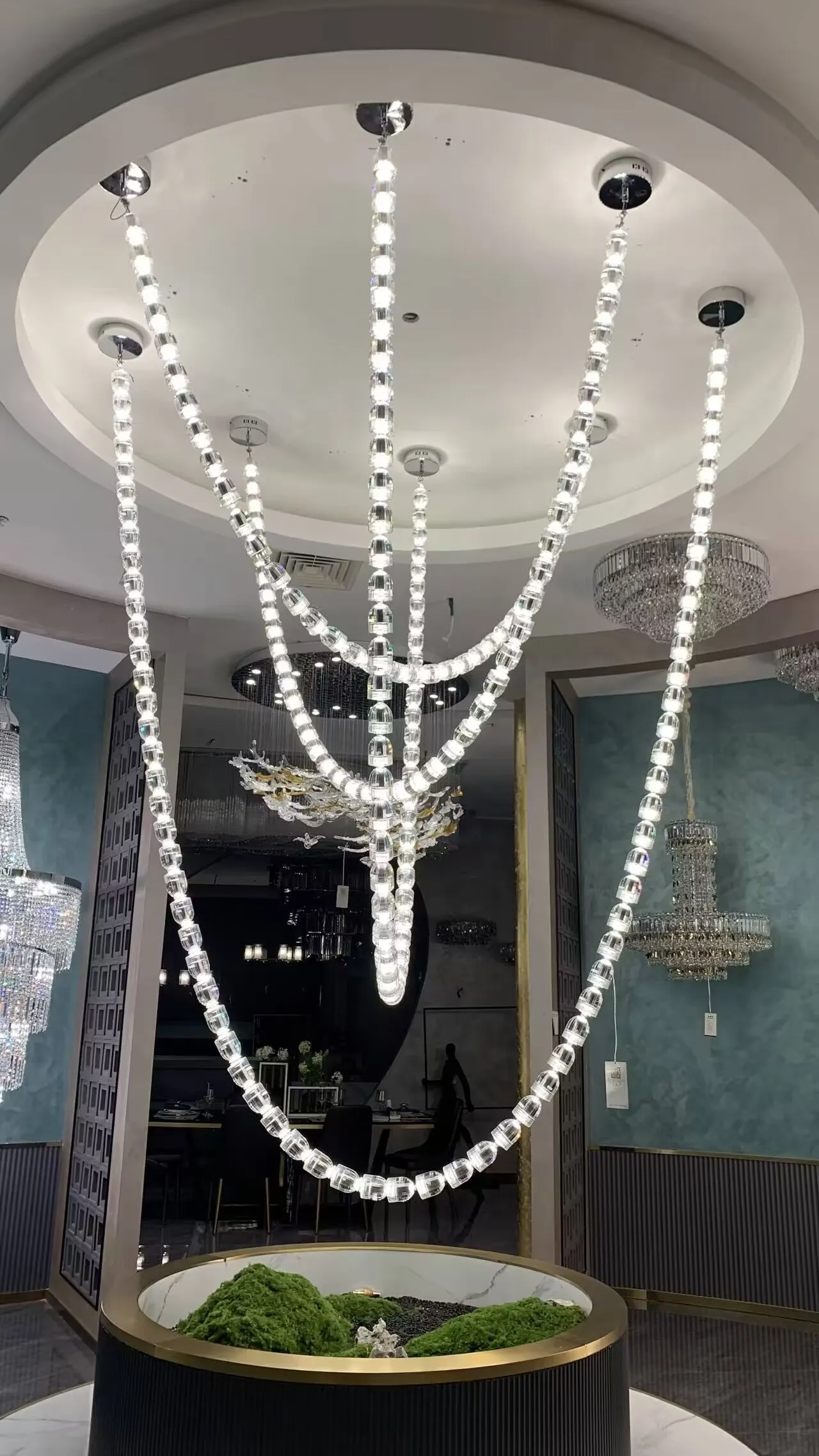 Modern Crystal Bullet  Necklace Chain Chandelier for Living Room/Staircase/Foyer/Hotel/Restaurant