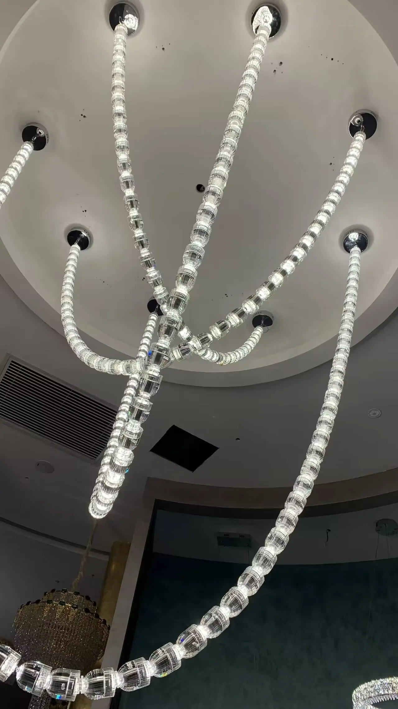 Modern Crystal Bullet  Necklace Chain Chandelier for Living Room/Staircase/Foyer/Hotel/Restaurant