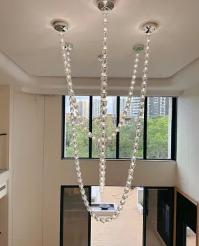 Modern Crystal Bullet  Necklace Chain Chandelier for Living Room/Staircase/Foyer/Hotel/Restaurant