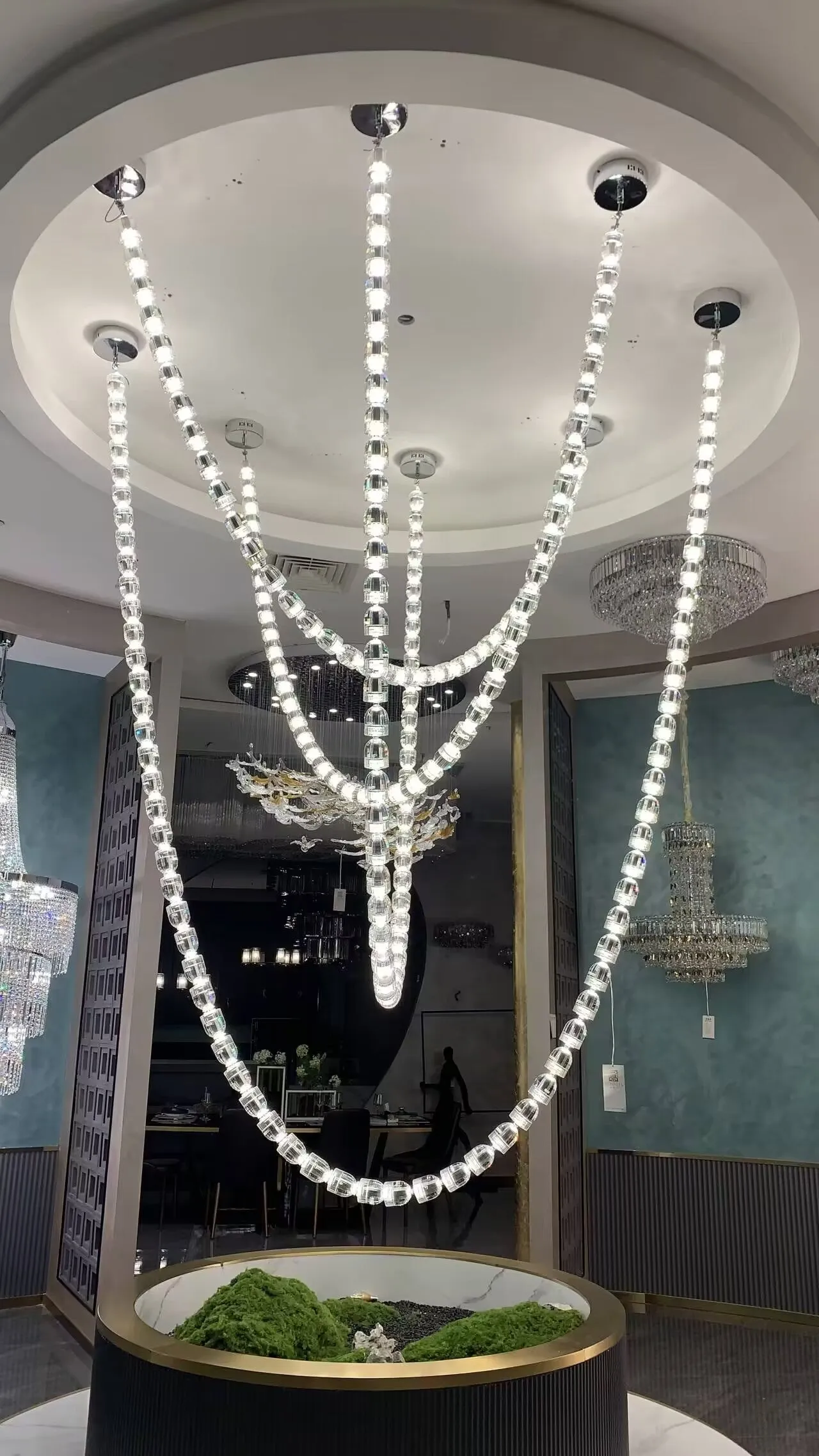 Modern Crystal Bullet  Necklace Chain Chandelier for Living Room/Staircase/Foyer/Hotel/Restaurant