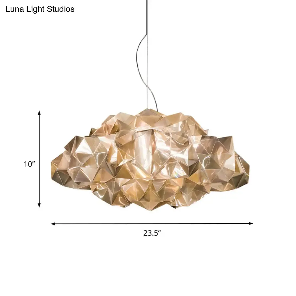 Modern Gold Geometric Chandelier - Clear Acrylic - 4-Light Pendant Fixture