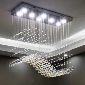 Modern LED Rectangle K9 Crystal Chandeliers