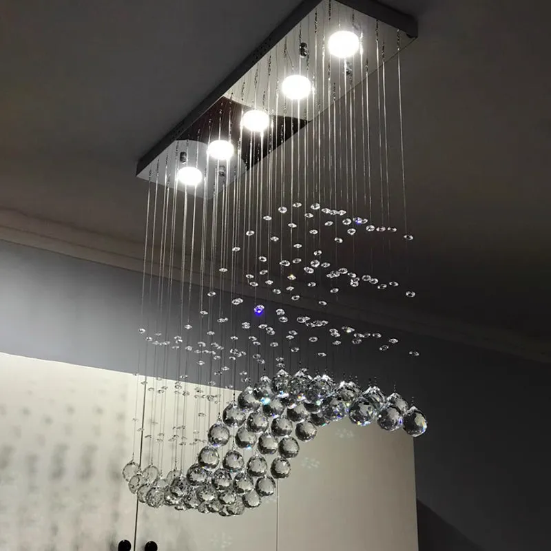 Modern LED Rectangle K9 Crystal Chandeliers