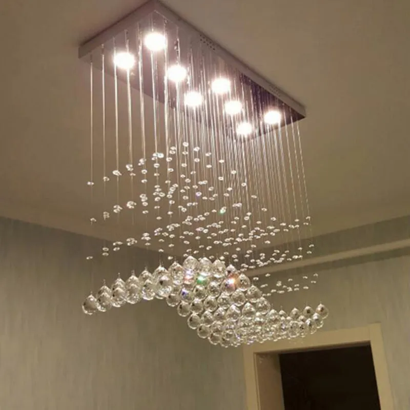 Modern LED Rectangle K9 Crystal Chandeliers