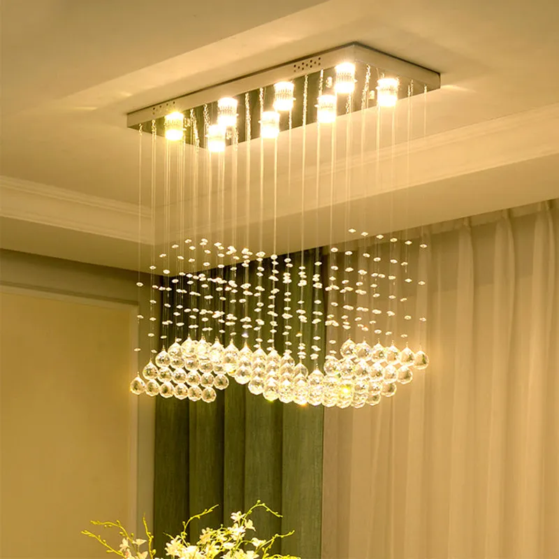 Modern LED Rectangle K9 Crystal Chandeliers