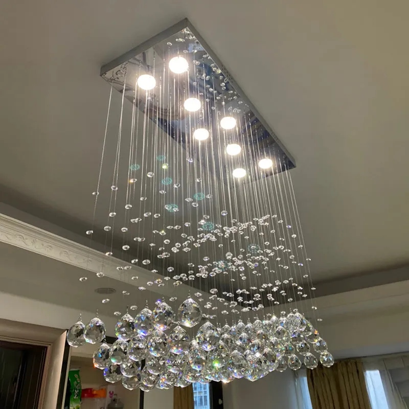 Modern LED Rectangle K9 Crystal Chandeliers