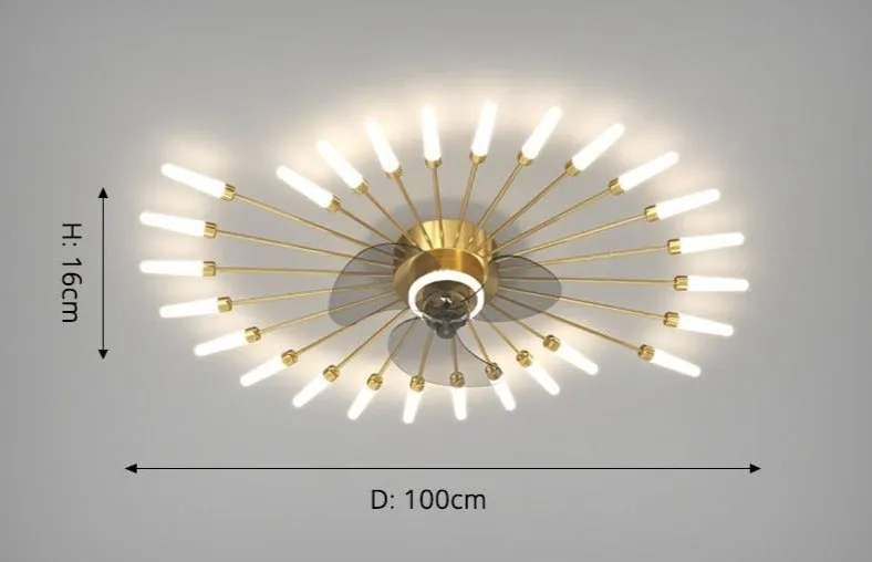 Modern Low-Profile Firework Ceiling Fan with Light