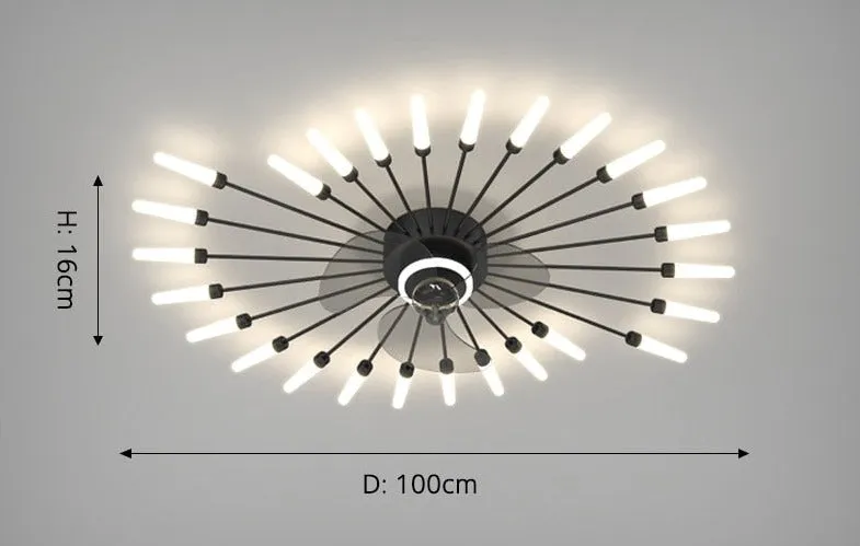 Modern Low-Profile Firework Ceiling Fan with Light