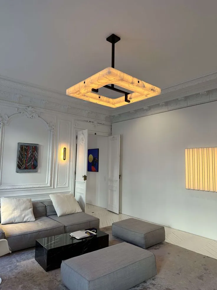 Modern Square Alabaster Chandelier for Living Room/Bedroom