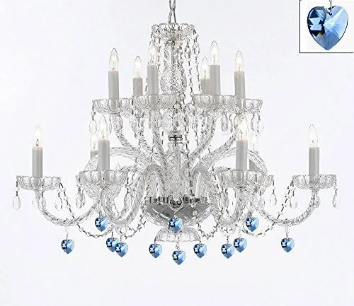 Murano Venetian Style All Empress Crystal (Tm) Chandelier With Blue Crystal - A46-B85/385/6 6