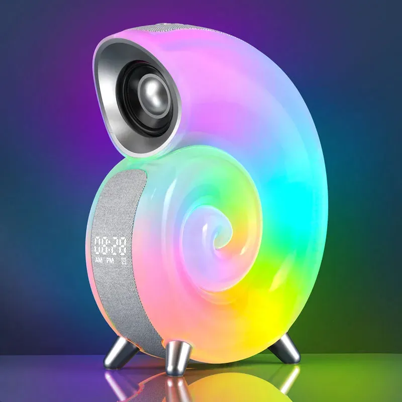 NEW APP Control RGB Atmosphere Night Light Conch Bluetooth Speaker Music , Natural Sleep Aid Alarm Clock Room Decoration