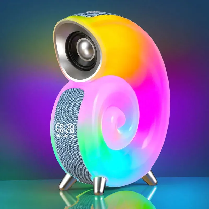 NEW APP Control RGB Atmosphere Night Light Conch Bluetooth Speaker Music , Natural Sleep Aid Alarm Clock Room Decoration