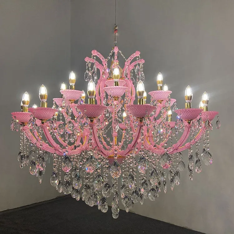 New European style Pink Crytsal Chandelier for Living Room/Coffee Shop/Restaurant