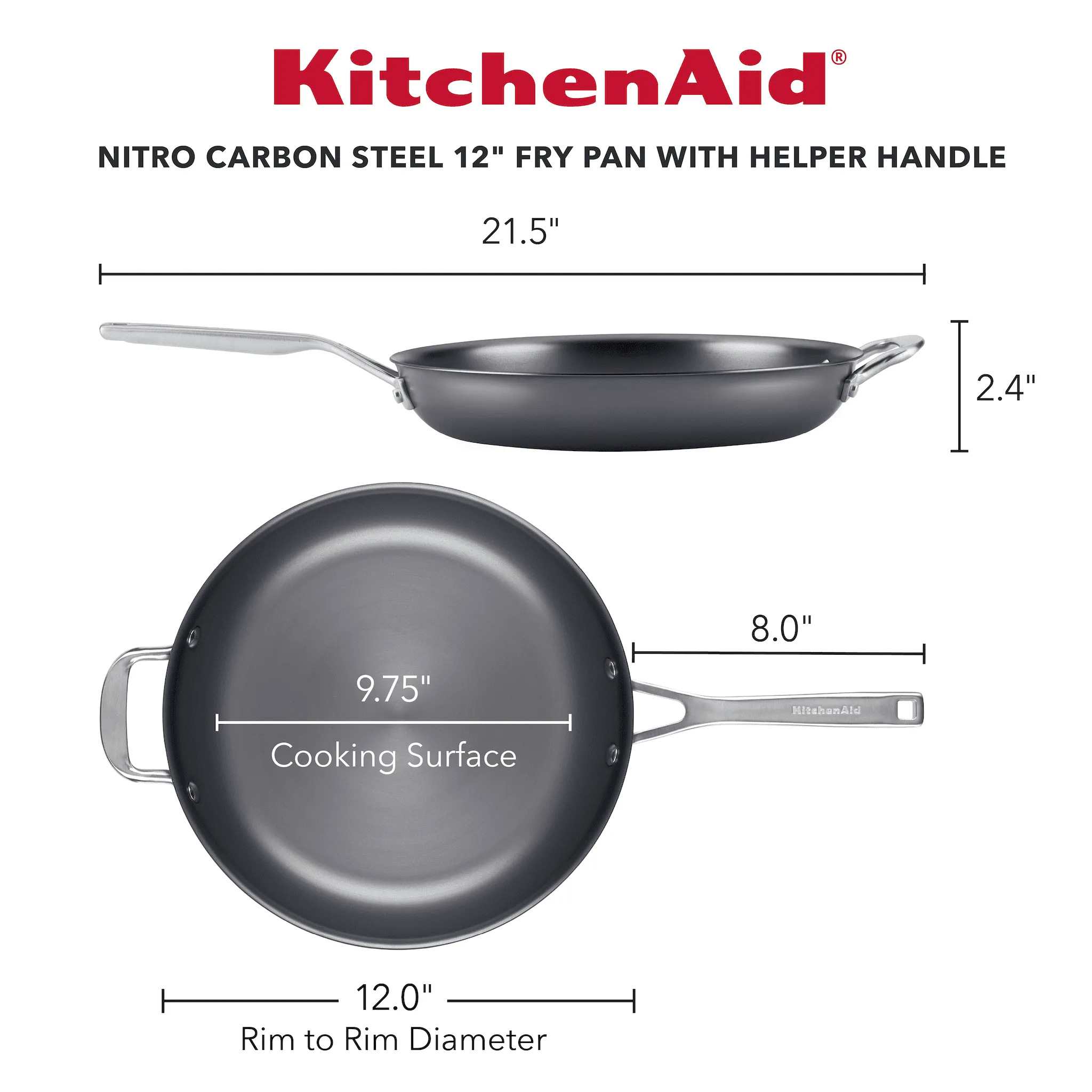 NITRO Carbon Steel 12-Inch Skillet With Helper Handle