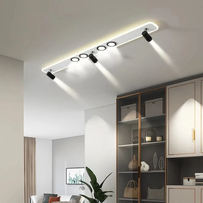 No Main Light Living Room Chandeliers Track Spotlight Surface Installation Minimalist Home Front Desk Long Strip Ceiling Lamp