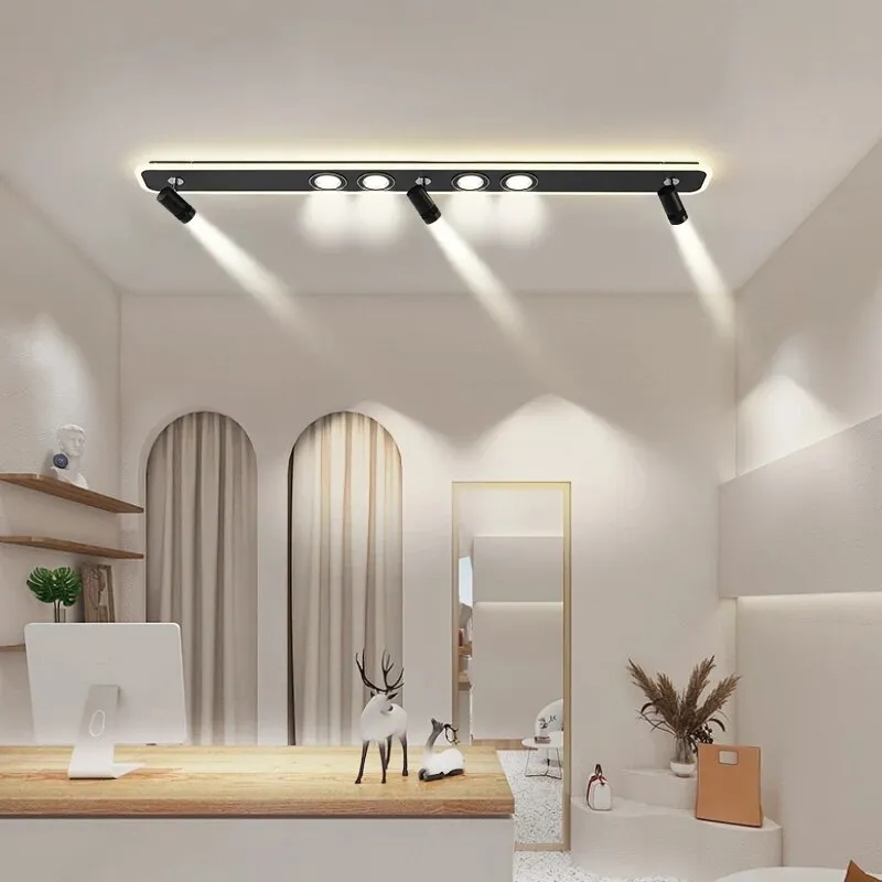 No Main Light Living Room Chandeliers Track Spotlight Surface Installation Minimalist Home Front Desk Long Strip Ceiling Lamp