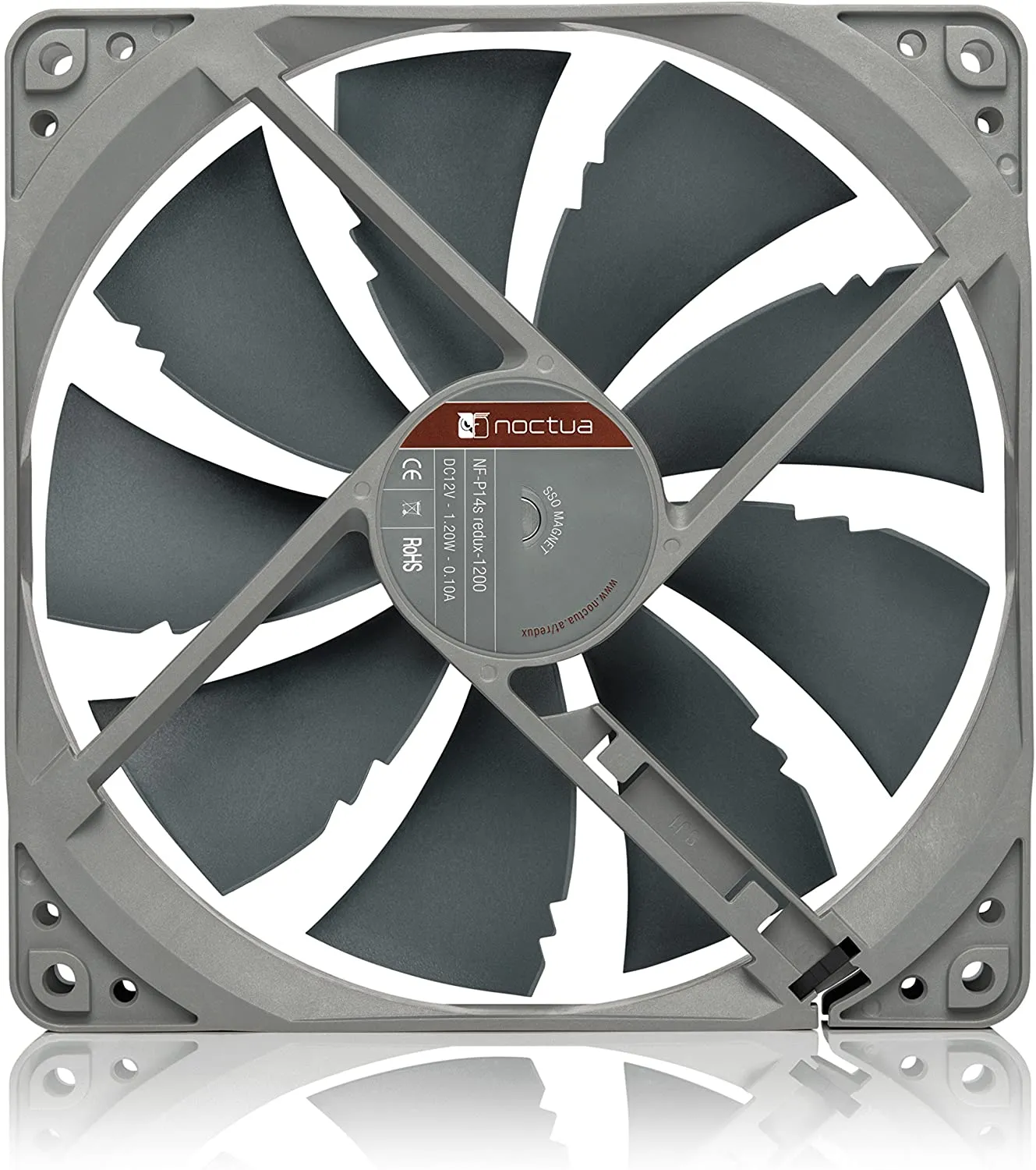 Noctua NF-P14s redux-1200, Quiet Fan, 3-Pin, 1200 RPM (140mm, Grey), SSO Bearing, 12V