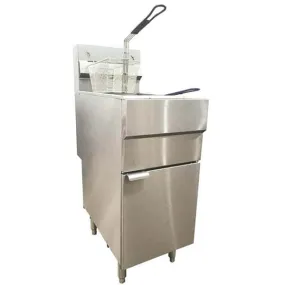 Omcan 46019 Natural Gas 50 lb. Stainless Steel Floor Fryer - 120,000 BTU