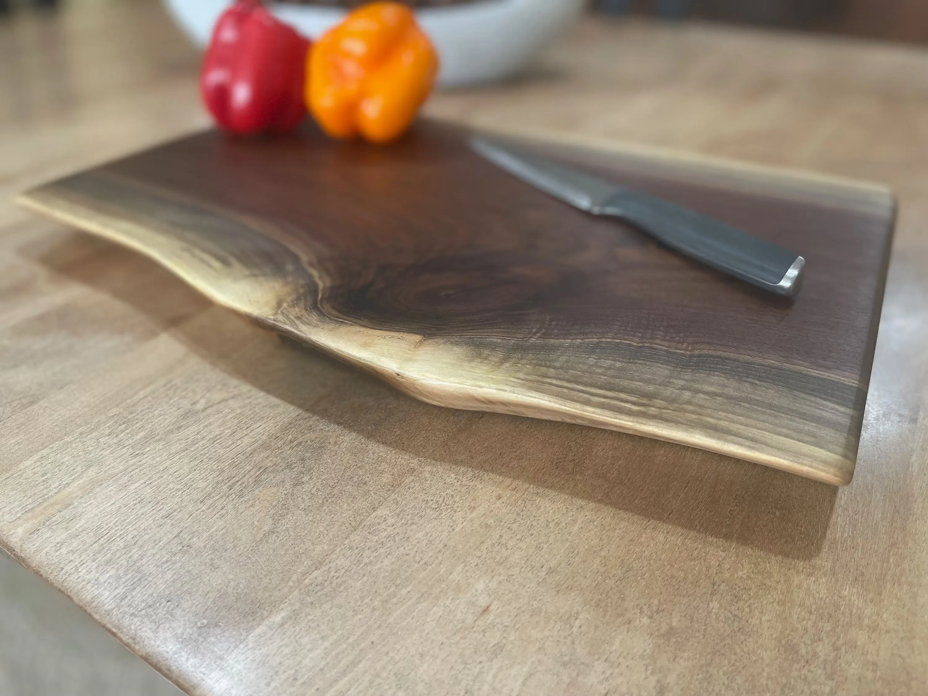 One of a Kind Reversible Live Edge Black Walnut Charcuterie Board, Cutting Board, Serving Tray, Handcrafted - READY to SHIP