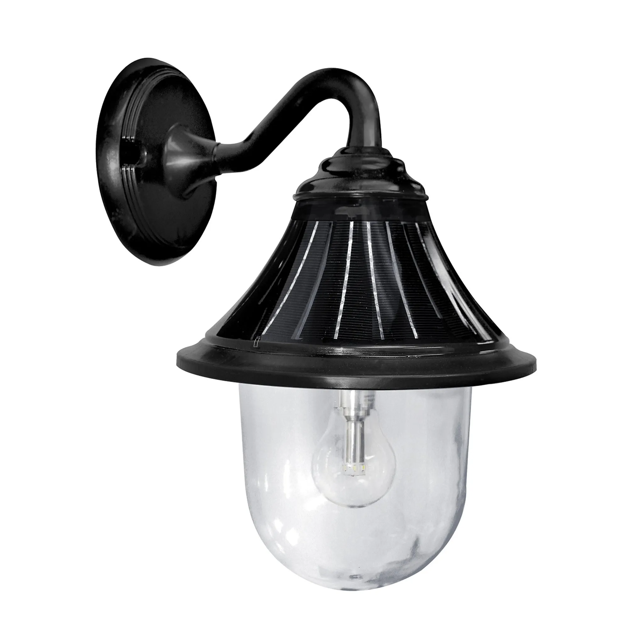 Orion 1-Light Solar Outdoor Wall Sconce, 150 Lumens, 4W, 3.2V, 2700K, Black Finish