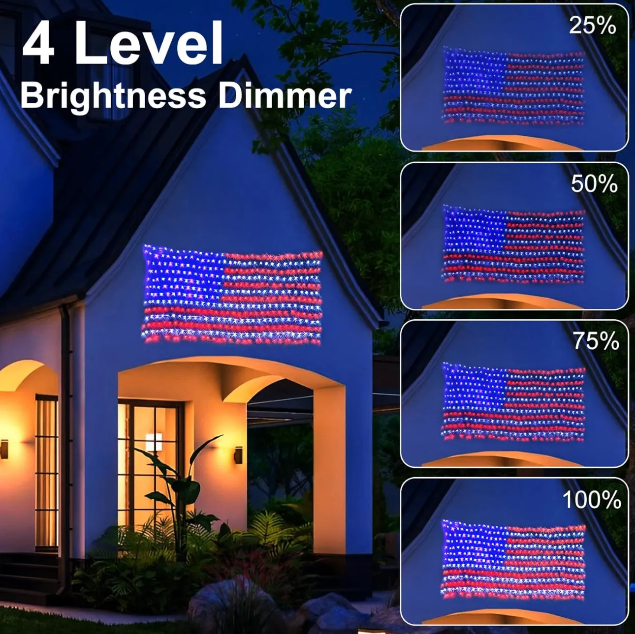 Oversize American Flag Solar Lights 420 Super Bright LEDs 2-in-1 Solar Powered and Plug in Flag Light