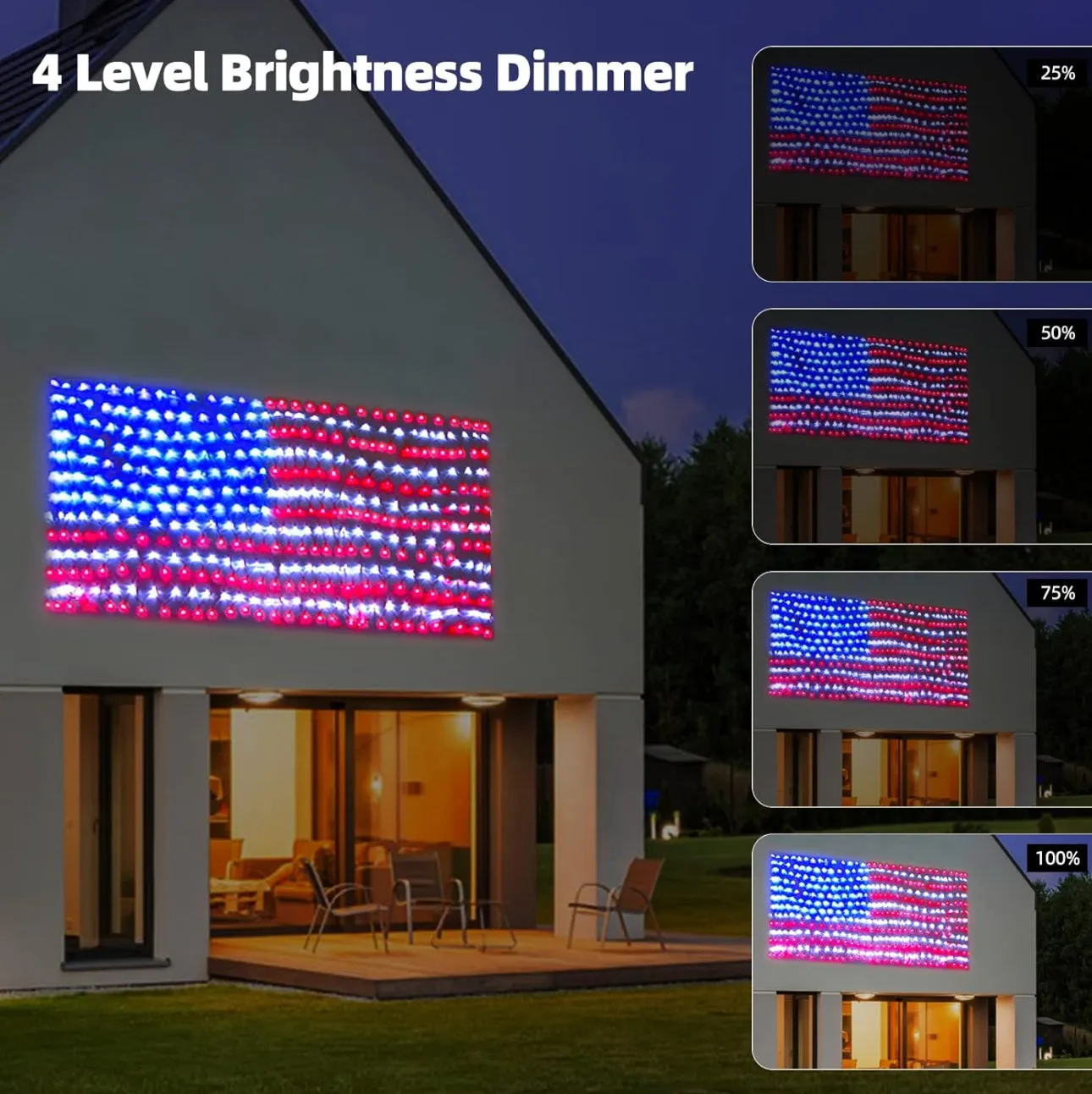 Oversize American Flag Solar Lights 420 Super Bright LEDs 2-in-1 Solar Powered and Plug in Flag Light